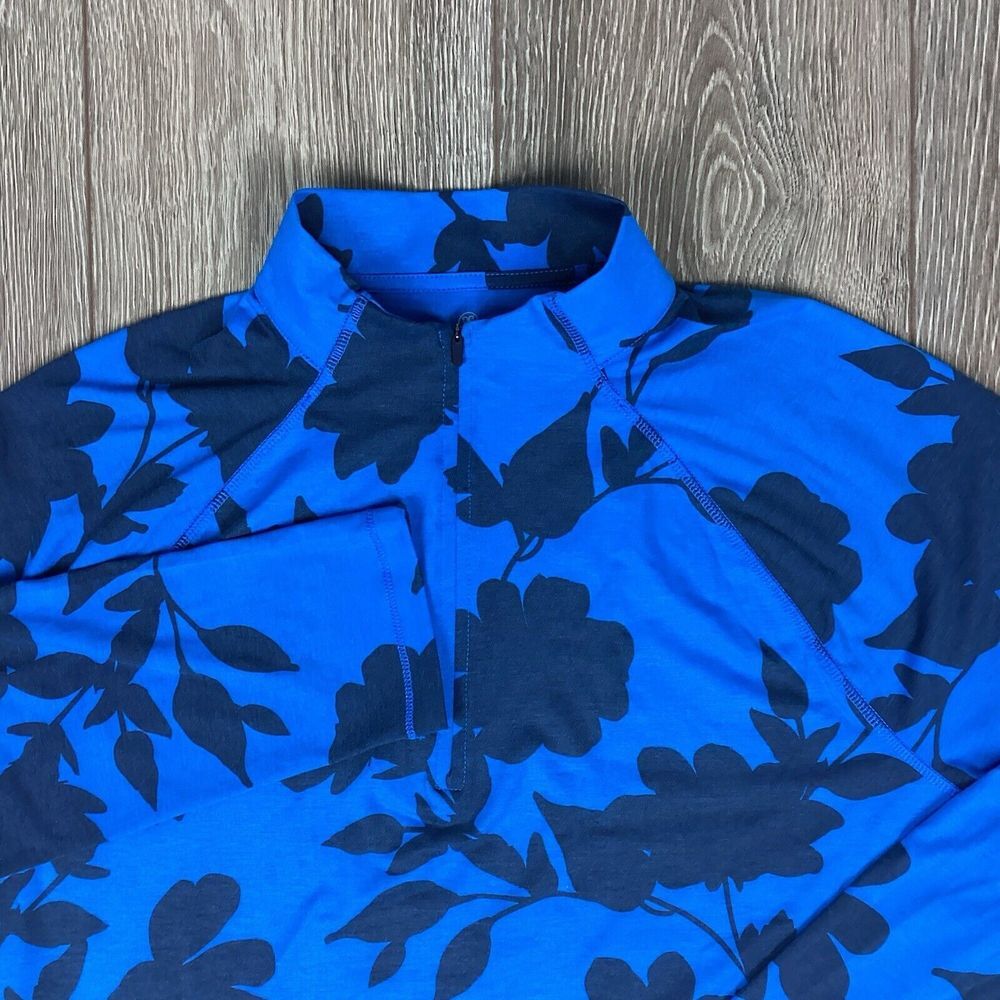 G/Fore G4 Luxe 1/4 Zip‎ Mens Large Racer floral Golf pullover NEW NWT G4MF23K123